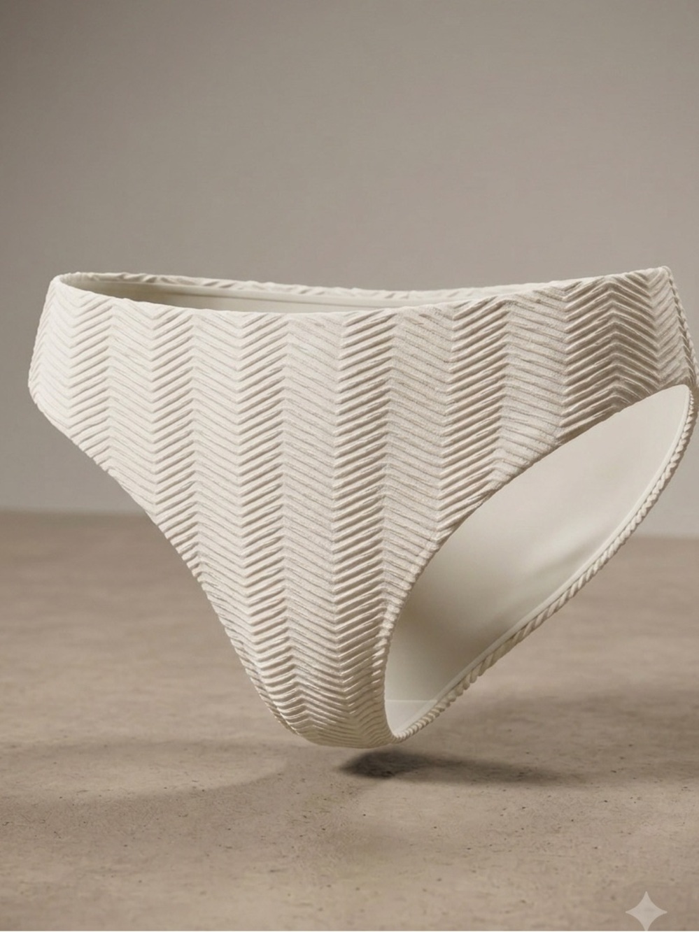 Sea Level Australia Cream Spinnaker Mid Rise Textured Bikini Bottom Size 10 NWOT